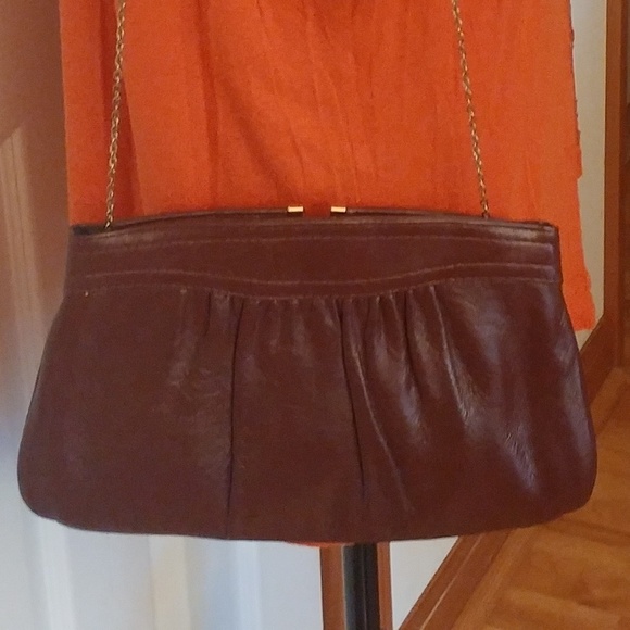 BROWN CLUTCH CROSSBODY CHAIN STRAP HANDBAG - Picture 5 of 6